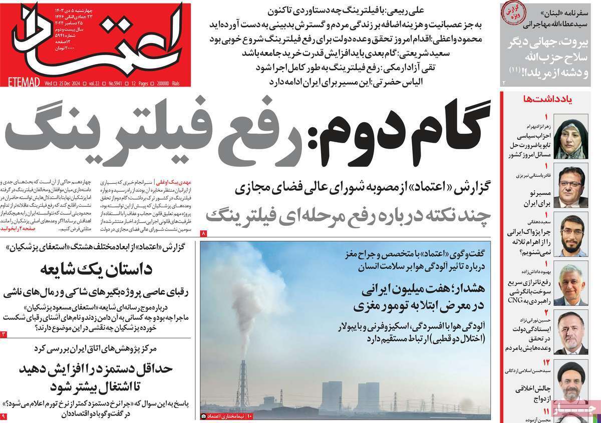 مروری بر روزنامه‌های صبح امروز؛ چهارشنبه ۵ دی ۱۴۰۳