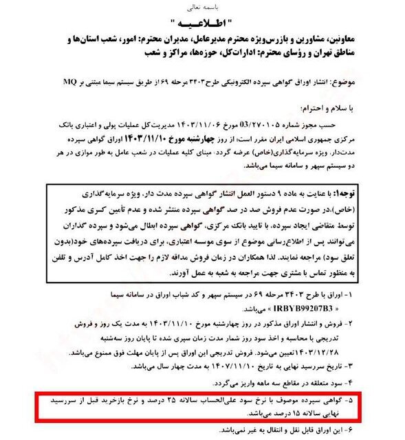 اوراق سپرده با سود ۳۰ درصد تمدید نمی‌شود