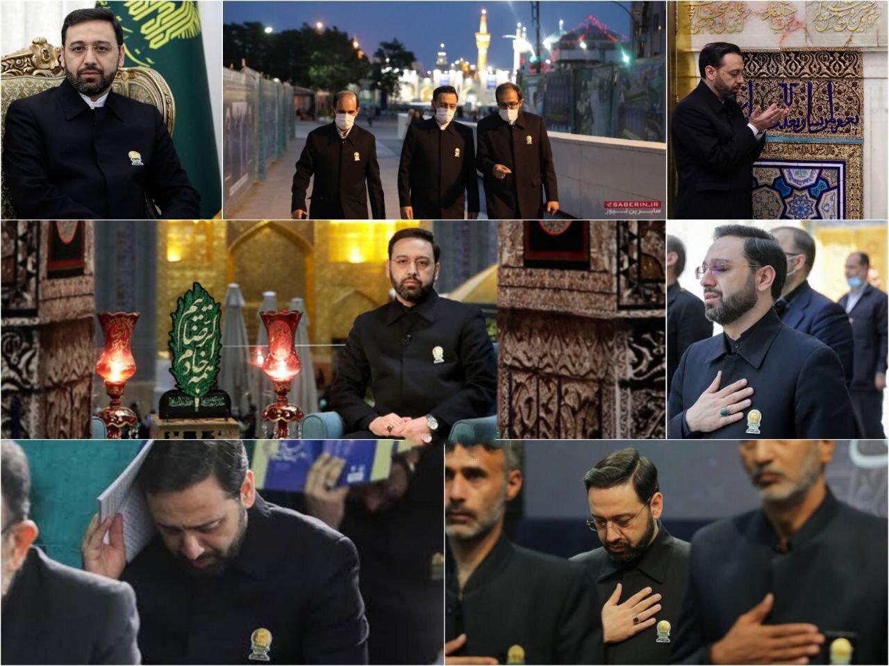 تصاویری از استاندار شهید آذربایجان شرقی با لباس خادمی امام رضا(ع)