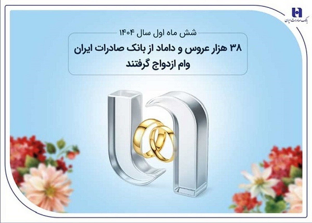 شش ماه اول سال ۱۴۰۴،
۳۸ هزار عروس و داماد از بانک صادرات ایران وام ازدواج گرفتند