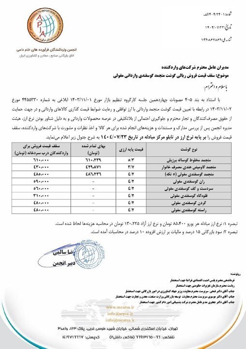 گوشت مغولی، برزیلی و هندی چند؟