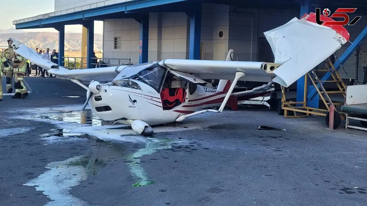 برخورد هواپیما با ساختمان در فرودگاه تبریز +عکس