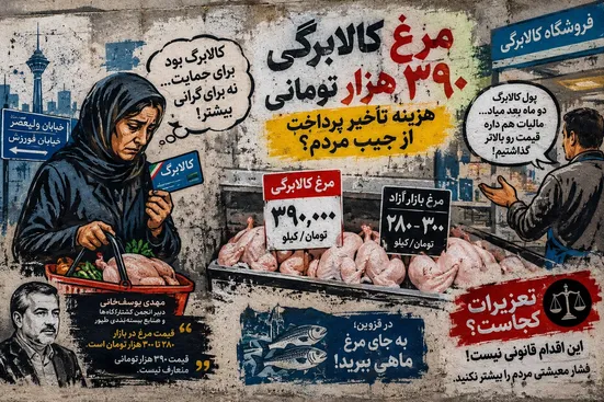  مرغ کالابرگی گران‌تر از قیمت بازار| فروشنده می‌گوید حق داریم چون پول کالابرگ دو ماه بعد می‌رسد!