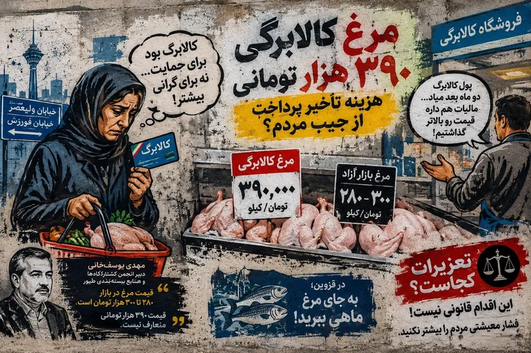  مرغ کالابرگی گران‌تر از قیمت بازار| فروشنده می‌گوید حق داریم چون پول کالابرگ دو ماه بعد می‌رسد!